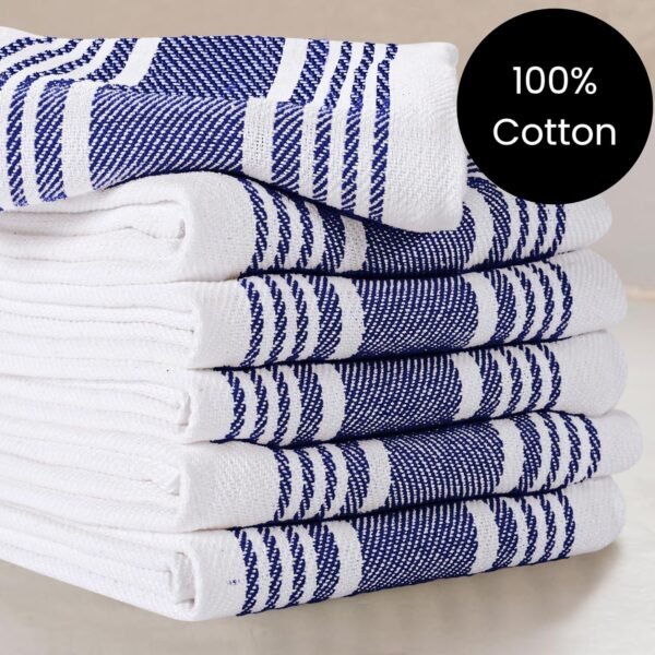Blue Kitchen Towels Set - Pack of 6 Cotton Dish Towels for Drying Dishes 16x26 inch - Kitchen Hand Towels, Absorbent Tea Towels, Dish Towels for Kitchen, Quick Drying Kitchen Towel Set - Image 3
