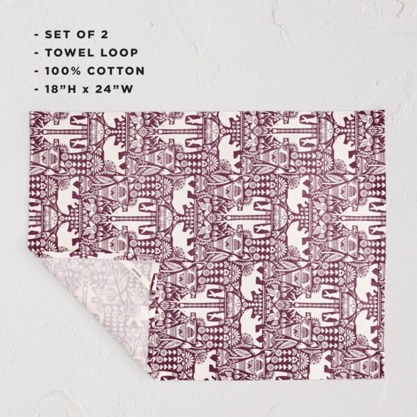 Minted Scandi Fauna Tea Towel Set of 2, Cotton Kitchen Towels, Tea Towels for Kitchen with Unique Designs, Cotton Dish Towels for Kitchen, Decorative Dishtowels, Cotton Tea Towels with Hanging Loop - Image 2