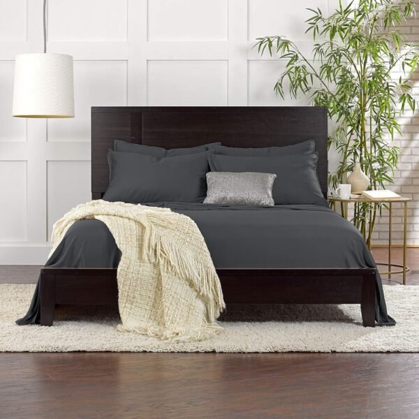 Queen Sheets by Pure Bamboo, Genuine 100% Organic Viscose Derived from Bamboo Bed Sheet Set, Luxuriously Soft & Cooling, Double Stitching, Lifetime Quality Promise (Queen, Charcoal) - Image 7