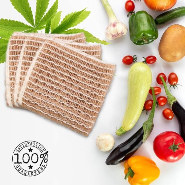 rE: Hemp Scrubber for Dishes and Bath, Eco-Friendly, 100% Hemp Fiber, Biodegradable, No Odor, Unbleached, Plastic Free, Zero Waste (3Pk) - Image 6
