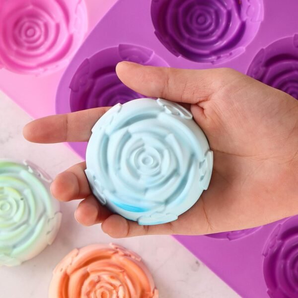 Rose Silicone Molds - 2 Pack Handmade Large Rose Flower Soap Mold - Food Grade DIY Bar Mould for 3D Soap, Mousse, Muffin, Cake, Chocolate, Jelly, Resin, Candle - Just Pop Out & Dishwasher Safe - Image 8