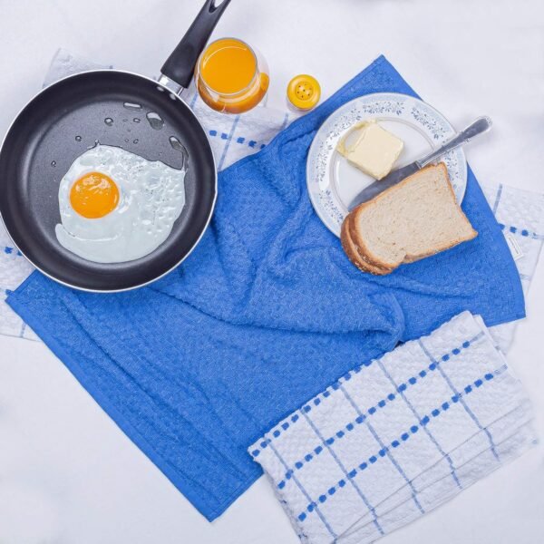 Towels Set (Value Pack of 12) Size 15x25 Inch, 100% Cotton Soft & Absorbent Dish Towels, Tea Towels, Multipurpose Terry Kitchen Towels for Household Cleaning (Blue) - Image 3