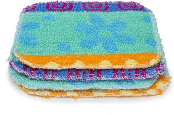 Reusable Dish Scrubber Sponge Set - Non-Scratch Scouring Pads & Scrubbing Cloths Made of Natural Organic Cotton Fibers with Food-Grade Hardener Coating for Kitchen, Bathroom & Household Cleaning (4) - Image 9