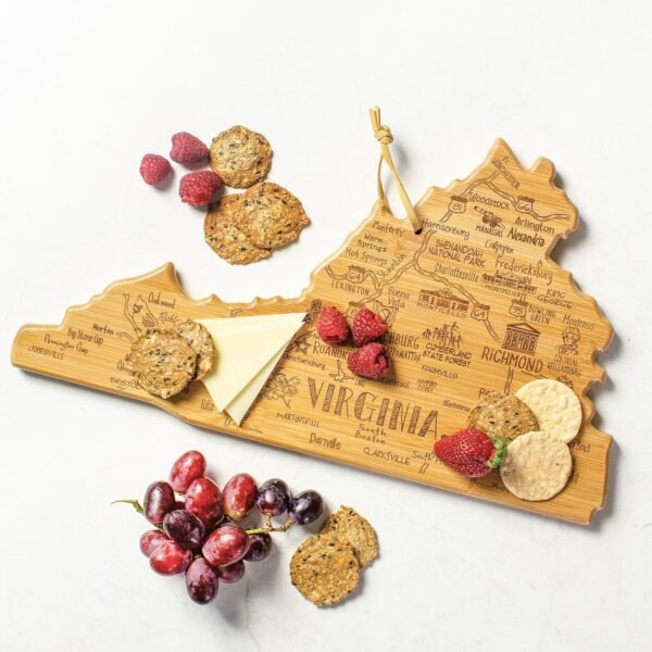 Totally Bamboo Destination Virginia State Shaped Serving and Cutting Board, Includes Hang Tie for Wall Display - Image 2