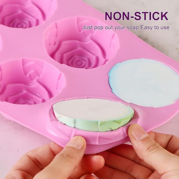 Rose Silicone Molds - 2 Pack Handmade Large Rose Flower Soap Mold - Food Grade DIY Bar Mould for 3D Soap, Mousse, Muffin, Cake, Chocolate, Jelly, Resin, Candle - Just Pop Out & Dishwasher Safe - Image 3