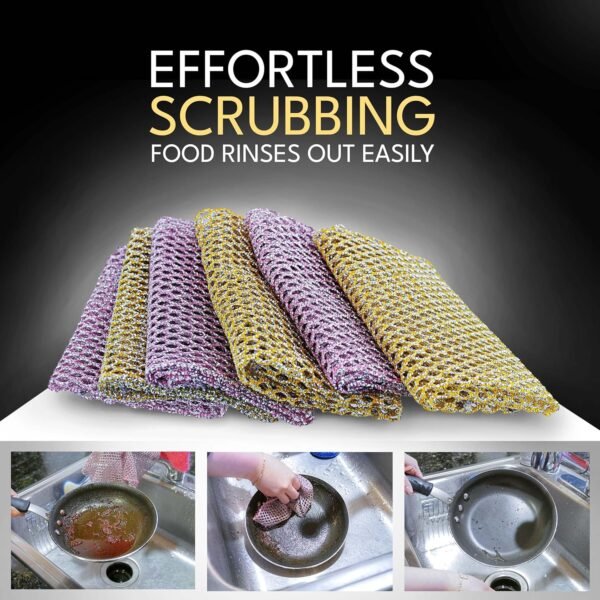 The Crown Choice Heavy Duty Non-Scratch Dish Scrubbers for Cleaning Dishes & Pots (6Pcs) - Replace Kitchen Sponges for Dishwashing with Our Scouring Pads - Try Our Alternative Dish Washing Scrub - Image 6