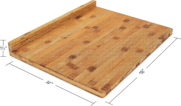 Camco 43545, Bamboo Cutting Board with Counter Edge | Perfect for Vegetables, Fruits, Meats, and Cheeses | Measures 18-inches x 14-inches x 1-3/4-inches, Brown - Image 5