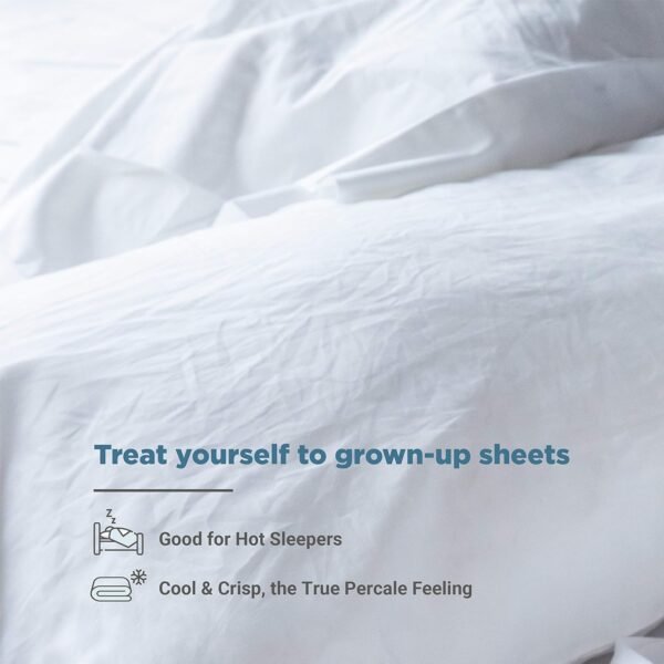 FABDREAMS 100% Organic Cotton Standard Size Pillow Case Set | Queen Size Pillow Case Set | Percale Weave | 300 Thread Count | GOTS Certified | Cool Crisp Breathable | 20" x 30" | White - Image 5
