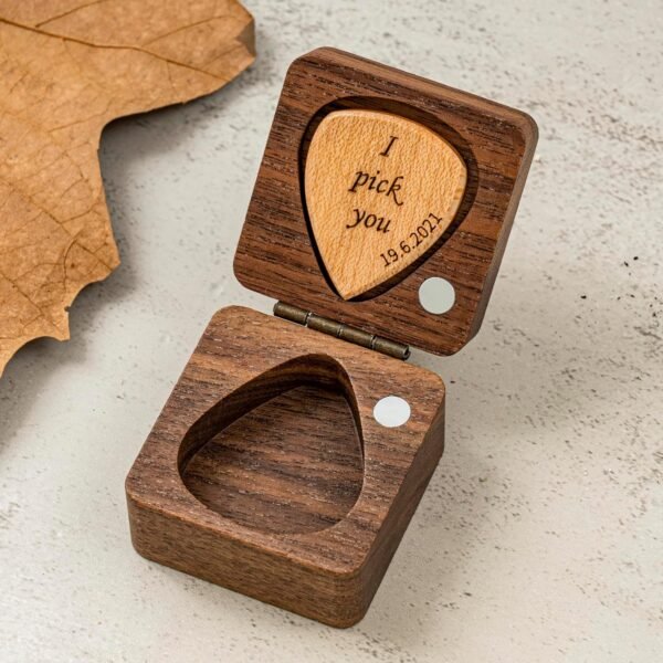 Engraved Guitar Pick Box, Guitar Shaped Guitar Pick Box, Personalized Wood Guitar Picks Box, Plectrum Box Guitar Player Gift, Christmas Gift For Him - Image 3
