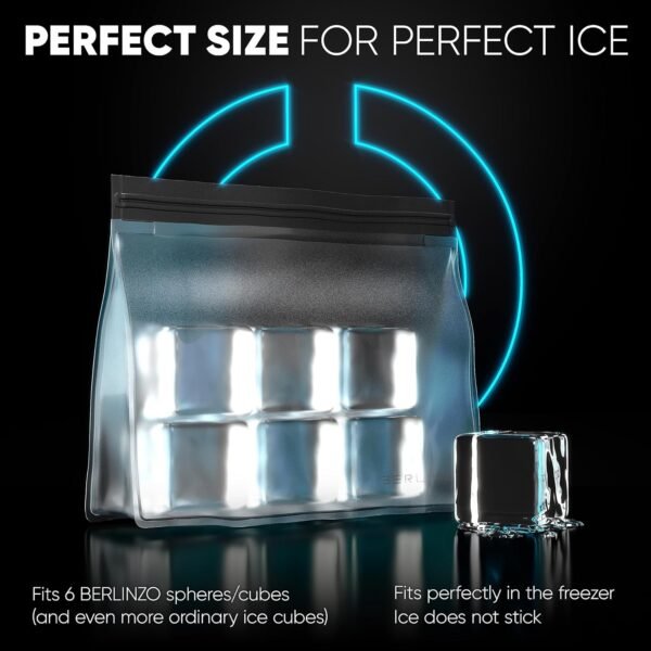BERLINZO Reusable Ice Storage Bag - Freezer Safe Leak Proof Silicone and Plastic-Free Lunch Bag for Ice and Food Storage - BPA-Free - 2 Pack - Image 3