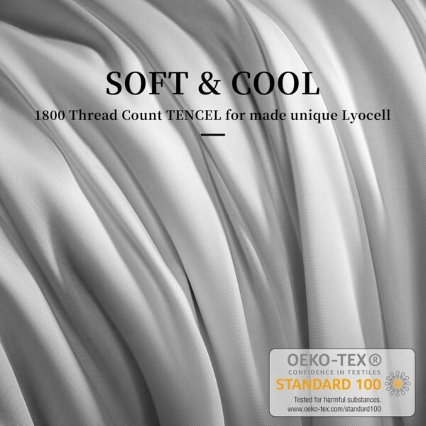 Luxury Tencel Sheets Set King Size, Expertly Crafted from Organic Eucalyptus, Naturally Cool Sheets, Silky Soft Lyocell Sheets with 6"-18" Deep Pocket, Hypoallergenic Hotel Bed Sheets（King, White) - Image 4