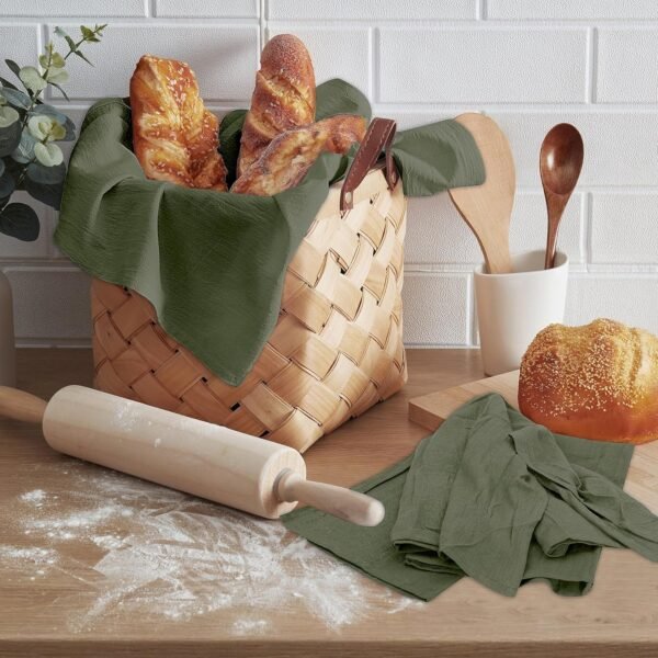 RUVANTI Flour Sack Towels 6 Pack 28"x28", Ring Spun 100% Cotton Flour Sack Dish Towels, Machine Washable, Absorbent Tea Towels - Flour Sack Kitchen Towels for Drying & Cleaning - Martini Olive - Image 5