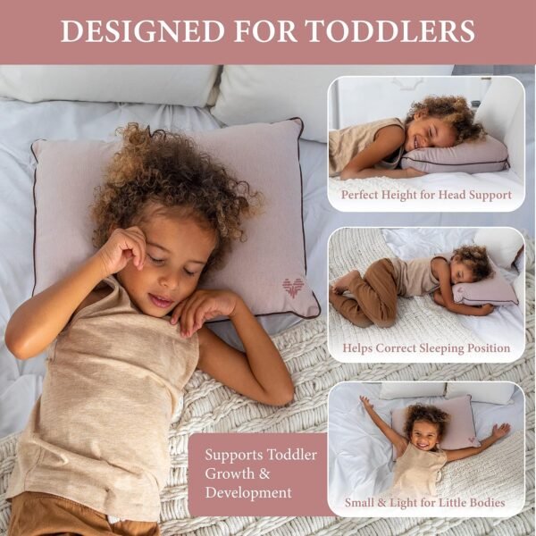Pharmedoc Little Garoo Toddler Pillow with Pillowcase – 14x19 Pillow – Mocha Organic Cotton Toddler Pillows for Sleeping, Kids Pillow, Travel Pillows for Sleeping, Mini Pillow, Toddler Bed Pillows - Image 2