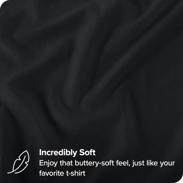 Bare Home 100% Organic Cotton Jersey Fitted Sheet - Queen Size - Ultra Soft - Deep Pocket Fitted Sheet - 100% Cotton - Ring Spun Yarns (Queen, Black) - Image 3