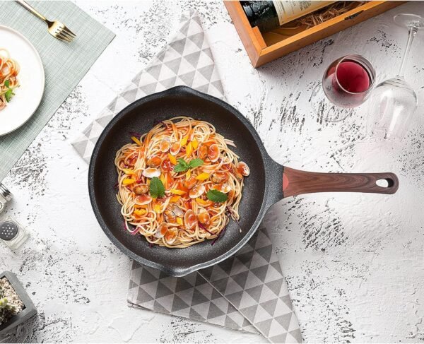 Vinchef Nonstick Deep Frying Pan Skillet with Lid, 11in/5Qt Saute Pan, German 3C+ Ceramic Coating Technology, Heat Indicator, Induction Compatible - Image 7