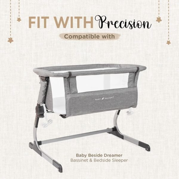 Bassinet Fitted Sheets - Compatible with Baby Delight Beside Me Dreamer Bassinet & Baby Joy Bedside Sleeper | 100% Organic Muslin Cotton - White + Grey | 33X20 (2 Pack) - Image 2