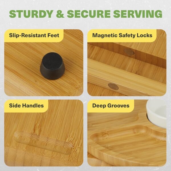 Dynamic Gear Charcuterie Boards with Drawers - Expandable Bamboo Cheese Board Set with Stainless Steel Utensils, Ceramic Bowls, Serving Trays, Utensil Drawer, and Appetizer Tray - 4 Hidden Drawers - Image 4