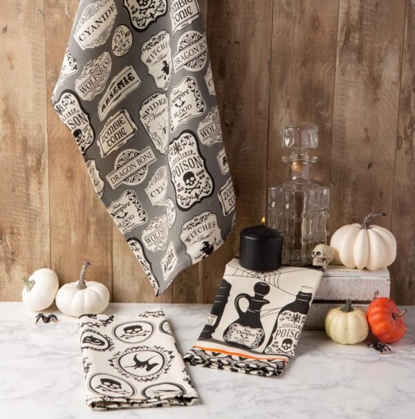 DII Halloween Hand Towels for The Kitchen Decorative Spooky & Fun Cotton Printed Dishtowel Set, 18x28, Hocus Pocus, 3 Count - Image 3