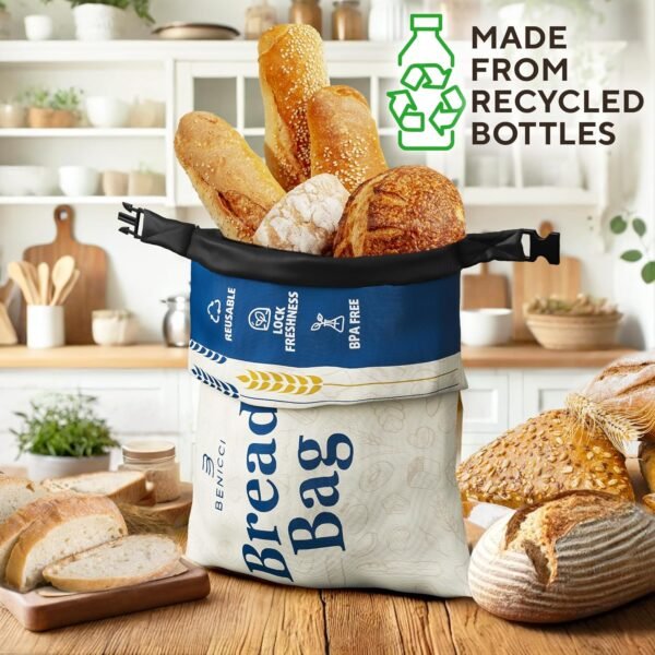 Reusable Bread Bags 2 Pack - Perfect For Storage of Homemade Sourdough Loaf Bread - Extra Large Food-Grade Bags - Special Double-Lock for Longer Freshness - Freezer-Safe Bags for Bread Lovers - Image 2