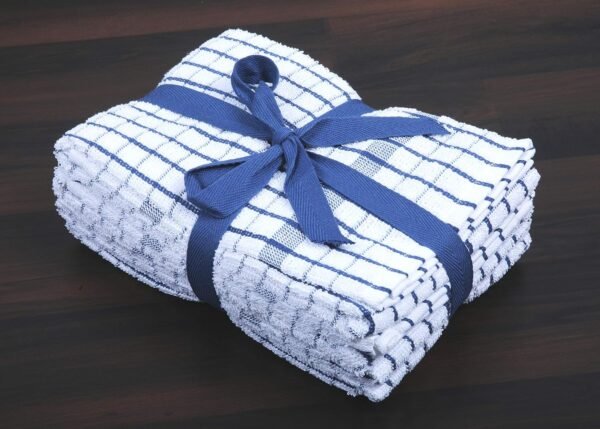 AMOUR INFINI Terry Dish Towels Pack of 4 Highly Absorbent Quick Dry Super Soft 20x28 Inch Kitchen Towel with Hanging Loop for Cleaning & Drying Dishes (Blue) - Image 7