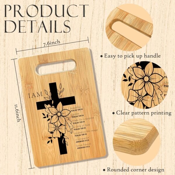Inspirational Bible Verse Cutting Board, Christian Gifts for Women Faith Men Bamboo Cutting Board, I Am Beautiful Chosen Religious Decorative Cutting Board Kitchen Decor, Christian Gifts - Image 7