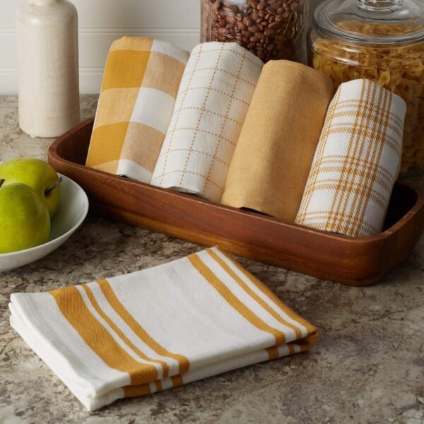 DII Everyday Basic Kitchen Collection Large Woven Cotton Dishtowel/Tea Towel Set, 18x28, Honey Gold, 5 Count - Image 3