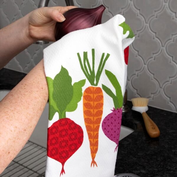 T-fal Textiles Double Sided Print Woven Cotton Kitchen Dish Towel Set, 2-pack, 16" x 26", Veggie Print - Image 4