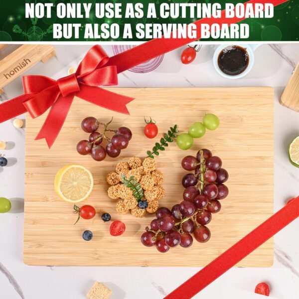 Non Glue Non Toxic Bamboo Cutting Board for Kitchen Serving,Extra Large Wood Chopping Board Set for Meat Fruit and Cheese Butcher Block,Pure Bamboo Oiled,Deluxe Packing,Truly GLUE FREE Non Plastic XL - Image 6