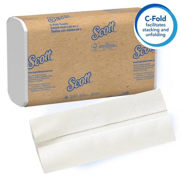 Scott® Essential C-Fold Paper Towels (01510), with Fast-Drying Absorbency Pockets™, White, (12 Packs/Case, 200 Sheets/Pack, 2,400 Sheets/Case) - Image 4