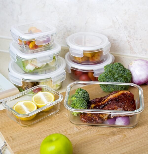 Bayco Glass Storage Containers with Lids, 9 Sets Glass Meal Prep Containers Airtight, Glass Food Storage Containers, Glass Containers for Food Storage with Lids - BPA-Free & Leak Proof - Image 6