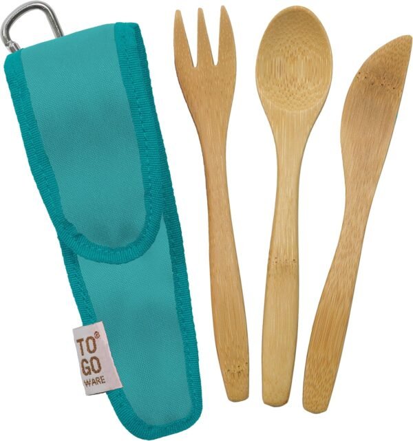 Kid's Bamboo Utensil Set Berry Blue, 1 EA
