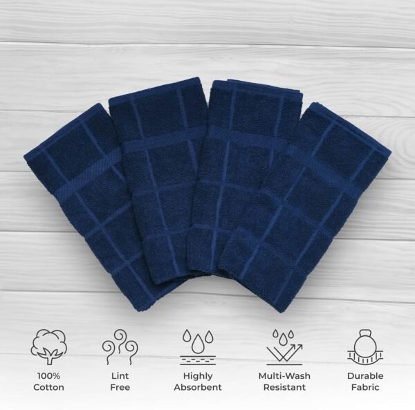 100% Cotton Terry Dish Towels for Kitchen, 4 Pack Plain, 16 x26 Inches, Super Soft and Absorbent Kitchen Towels, Perfect for Kitchen Cleaning and Dish Washing | Navy Blue - Image 2