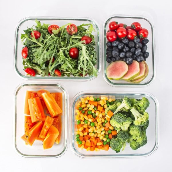 10 Pack Glass Food Storage Containers, Glass Meal Prep Containers with Lids Leak Proof, Clear Glass Bento Boxes for Adults, Microwave & Freezer Safe (34oz & 12oz) - Image 6