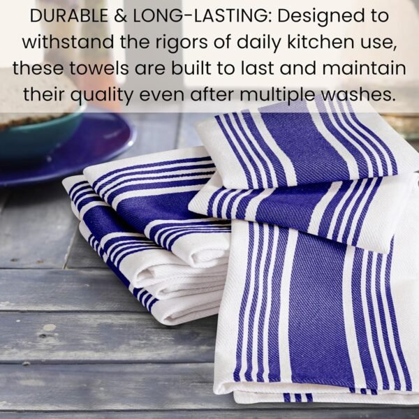 Blue Kitchen Towels Set - Pack of 6 Cotton Dish Towels for Drying Dishes 16x26 inch - Kitchen Hand Towels, Absorbent Tea Towels, Dish Towels for Kitchen, Quick Drying Kitchen Towel Set - Image 6