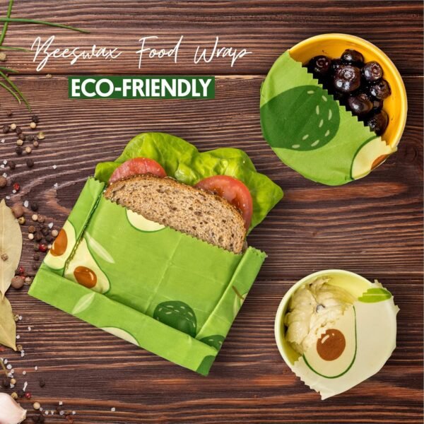 Beeswax Wrap 8 Pack, Reusable Beeswax Food Wraps, Organic Sustainable Food Storage, Cheese Sandwich Paper - Image 5