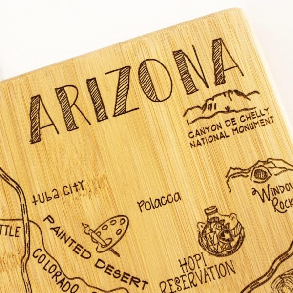 Totally Bamboo Destination Arizona State Shaped Serving and Cutting Board, Includes Hang Tie for Wall Display - Image 4