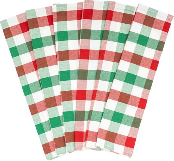 Christmas Kitchen Towels - Set of 6, 100% Cotton, Large Size, Christmas Dish Towels Set - Christmas Tea Towels with a Hanging Loop - Multipurpose, Versatile Holiday Kitchen Towels - 30"x20" (6 Pack)