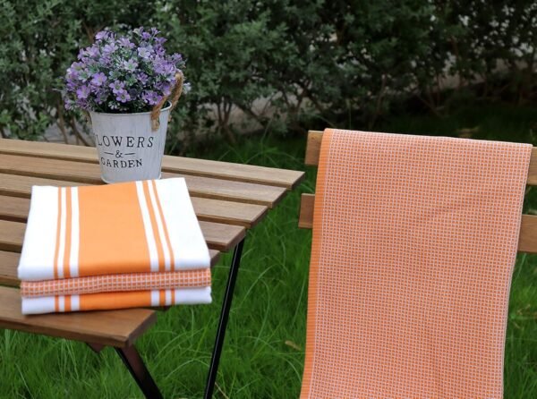 AMOUR INFINI Cotton Kitchen Towels - Set of 4 Highly Absorbent, Ultra Soft Waffle Weave Tea Towel with Hanging Loop - 20x28 Inch Quick Drying Dish Cloths for Cleaning (Orange) - Image 6