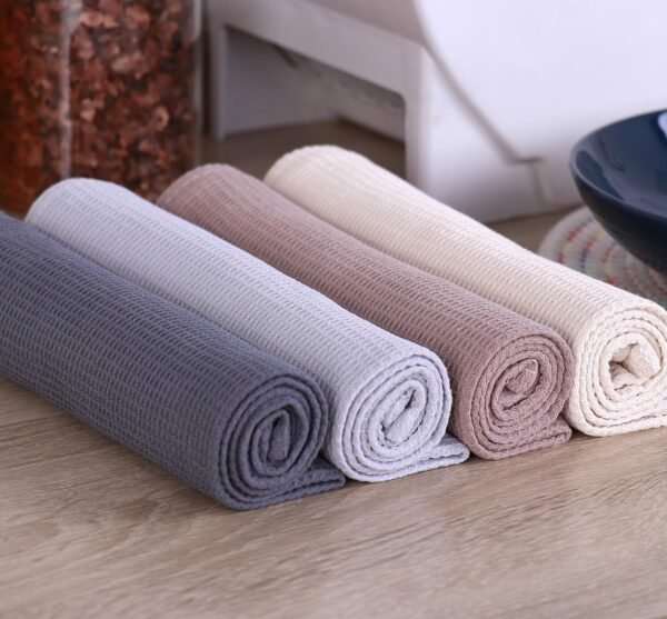 PY HOME & SPORTS Dish Towels Set, 100% Cotton Waffle Weave Kitchen Towels 4 Pieces, Super Absorbent Kitchen Hand Dish Cloths for Drying and Cleaning (17 x 25 Inches, Set of 4) - Image 2