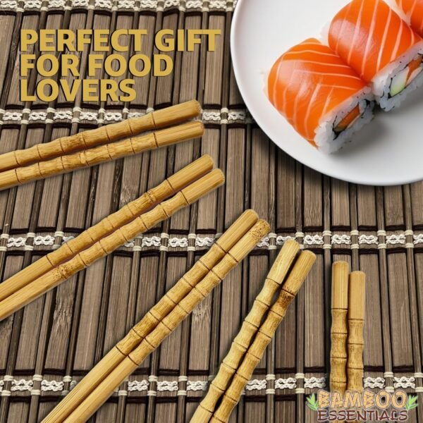 Premium Quality Bamboo Chopsticks Set, Eco-friendly & Reusable Sushi Utensils, Lightweight Natural Bamboo for Asian Dining ,Ideal Gift for Food Lovers and Perfect Asian Cuisine Utensils (Natural) - Image 6