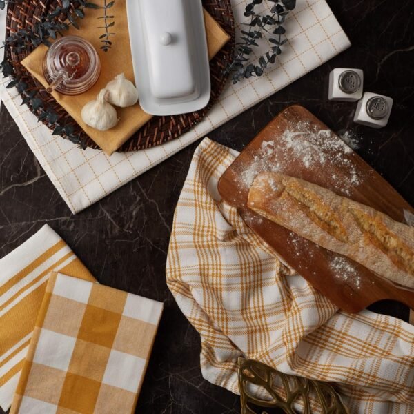 DII Everyday Basic Kitchen Collection Large Woven Cotton Dishtowel/Tea Towel Set, 18x28, Honey Gold, 5 Count - Image 4