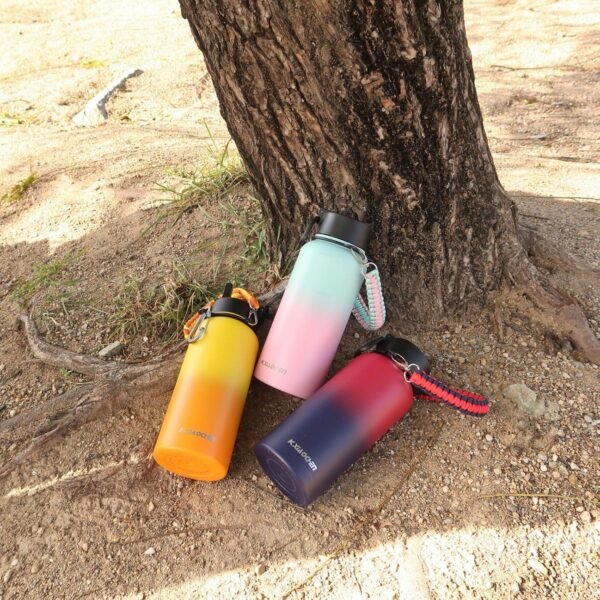 40 oz Insulated Water Bottle with Paracord Handles & Strap, 2 Lids(Straw Lid&Spout Lid), Stainless Steel Reusable Wide Mouth Metal Water Bottle With Straw, Double Walled, Thermo Mug(Rubber Pink) - Image 8
