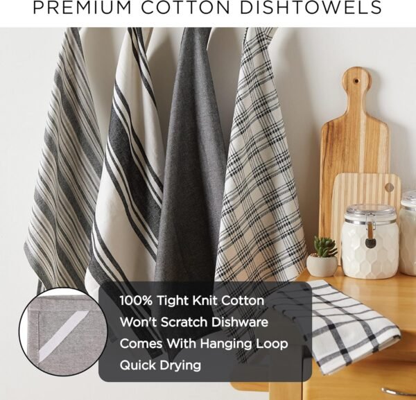 DII Everyday Basic Kitchen Collection Large Woven Cotton Dishtowel/Tea Towel Set, 18x28, Honey Gold, 5 Count - Image 7