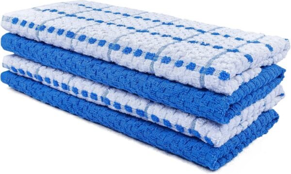 Towels Set (Value Pack of 12) Size 15x25 Inch, 100% Cotton Soft & Absorbent Dish Towels, Tea Towels, Multipurpose Terry Kitchen Towels for Household Cleaning (Blue) - Image 6