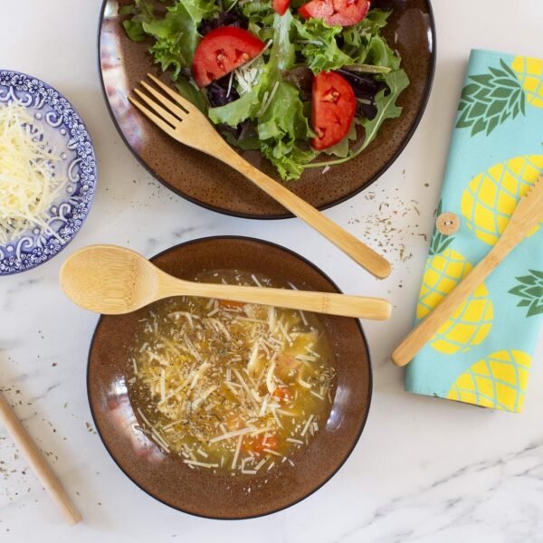 Totally Bamboo Take Along Reusable Bamboo Utensil Set with Straw, Dishwasher Safe, Pineapple Design - Image 2