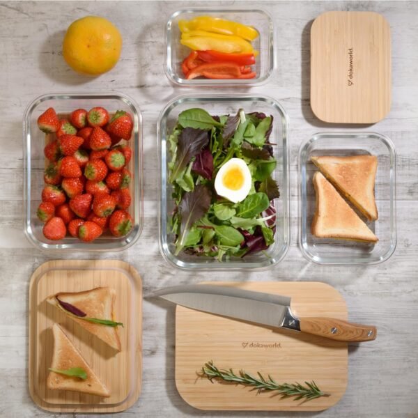 Glass Food Storage Containers With Bamboo Lids - Glass Meal Prep Containers - Set of 4 Airtight Stackable Food Storage Kitchen Containers - Eco-Friendly Oven Safe Nesting Lunch Containers - Image 8