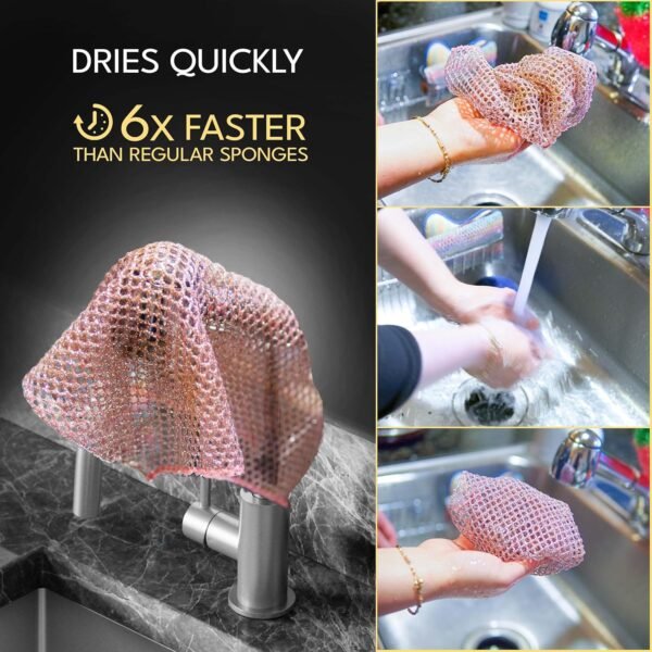 The Crown Choice Heavy Duty Non-Scratch Dish Scrubbers for Cleaning Dishes & Pots (6Pcs) - Replace Kitchen Sponges for Dishwashing with Our Scouring Pads - Try Our Alternative Dish Washing Scrub - Image 5
