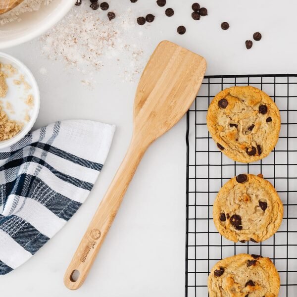 Chef Pomodoro Wooden Cooking Utensils 3-Piece Set, Bamboo | Large 12.5-Inch, Wooden Spatula for Cooking, Kitchen Utensil Set | Wooden Kitchen Frying Set, - Image 8