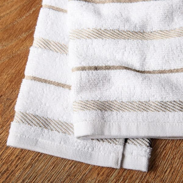 KitchenAid Albany Kitchen Towel 4-Pack Set, Milkshake Tan/White, 16"x26" - Image 3