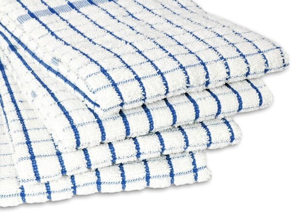 AMOUR INFINI Terry Dish Towels Pack of 4 Highly Absorbent Quick Dry Super Soft 20x28 Inch Kitchen Towel with Hanging Loop for Cleaning & Drying Dishes (Blue) - Image 2